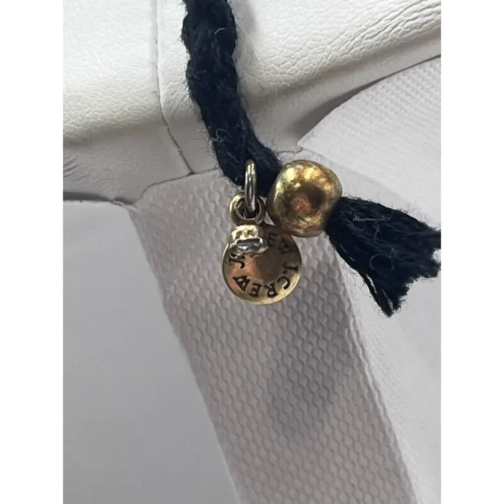 J. Crew Crystal Clear Milky White Gems Black Fringe‎ Adjustable Tie Necklace